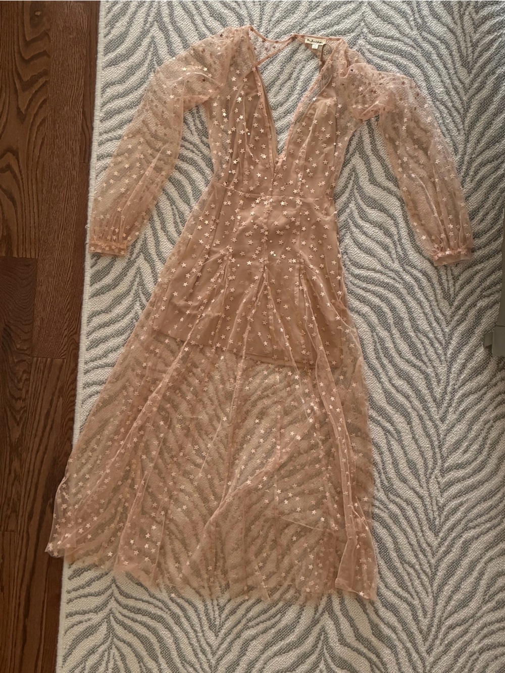 For Love & Lemons "All That Glitters Star Dress" Maxi Dress Nude/Champagne